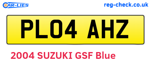 PL04AHZ are the vehicle registration plates.