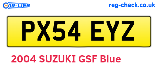 PX54EYZ are the vehicle registration plates.