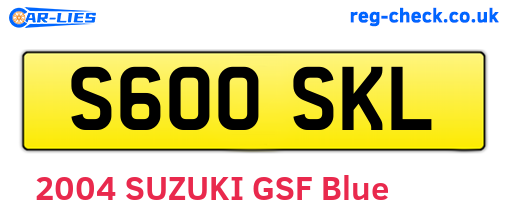 S600SKL are the vehicle registration plates.
