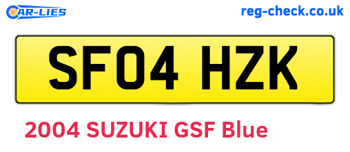 SF04HZK are the vehicle registration plates.