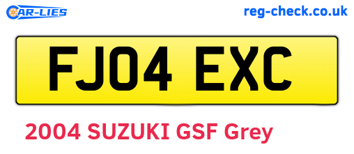 FJ04EXC are the vehicle registration plates.