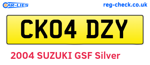 CK04DZY are the vehicle registration plates.