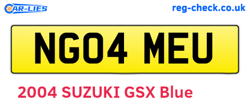NG04MEU are the vehicle registration plates.