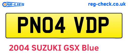 PN04VDP are the vehicle registration plates.