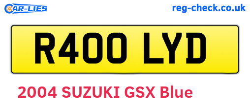 R400LYD are the vehicle registration plates.