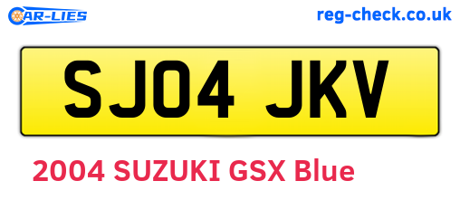 SJ04JKV are the vehicle registration plates.