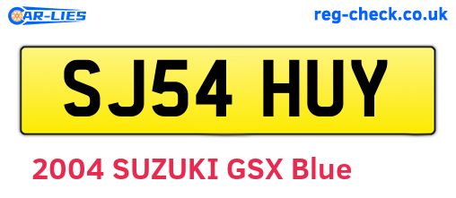 SJ54HUY are the vehicle registration plates.