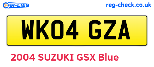 WK04GZA are the vehicle registration plates.