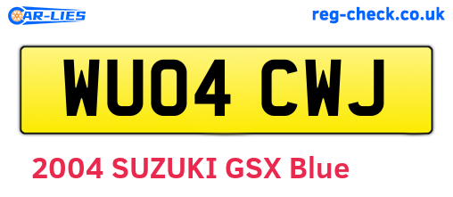 WU04CWJ are the vehicle registration plates.