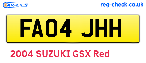 FA04JHH are the vehicle registration plates.