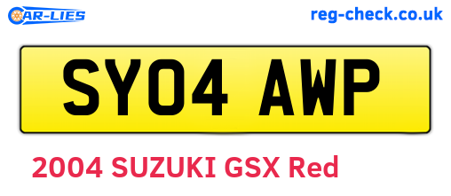 SY04AWP are the vehicle registration plates.