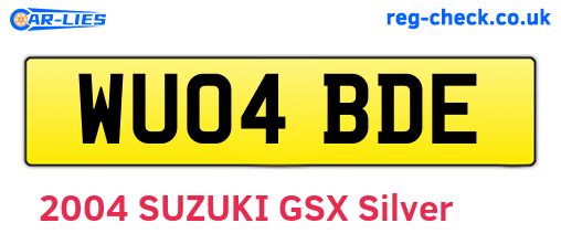 WU04BDE are the vehicle registration plates.