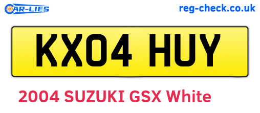 KX04HUY are the vehicle registration plates.