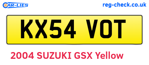 KX54VOT are the vehicle registration plates.
