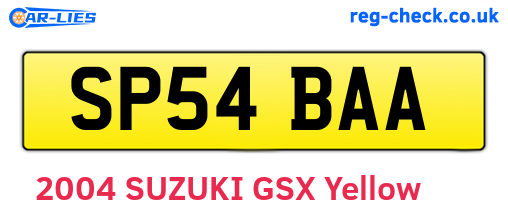 SP54BAA are the vehicle registration plates.