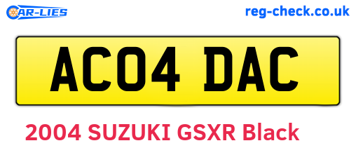AC04DAC are the vehicle registration plates.