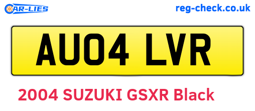 AU04LVR are the vehicle registration plates.