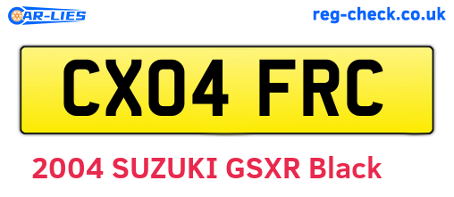 CX04FRC are the vehicle registration plates.