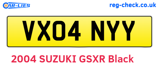 VX04NYY are the vehicle registration plates.