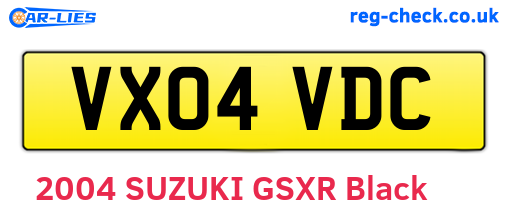 VX04VDC are the vehicle registration plates.