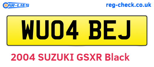 WU04BEJ are the vehicle registration plates.