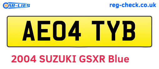 AE04TYB are the vehicle registration plates.
