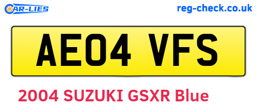 AE04VFS are the vehicle registration plates.