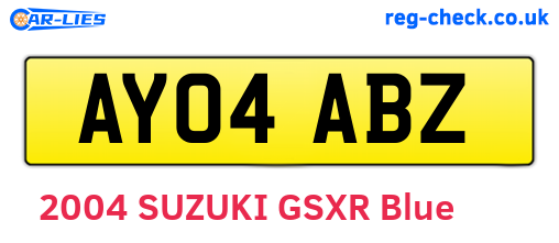 AY04ABZ are the vehicle registration plates.
