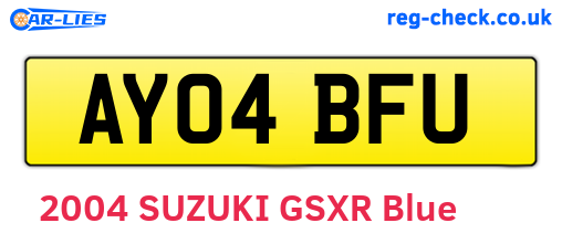 AY04BFU are the vehicle registration plates.
