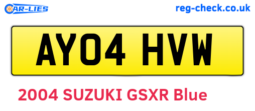 AY04HVW are the vehicle registration plates.