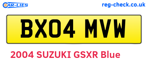 BX04MVW are the vehicle registration plates.