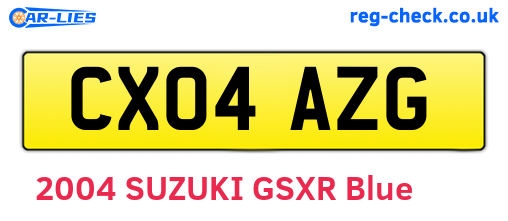 CX04AZG are the vehicle registration plates.