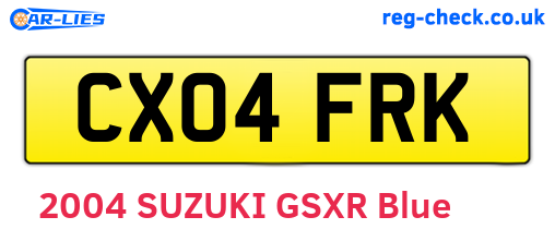 CX04FRK are the vehicle registration plates.