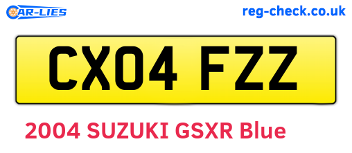 CX04FZZ are the vehicle registration plates.