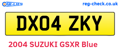 DX04ZKY are the vehicle registration plates.