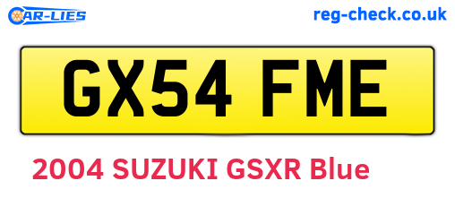 GX54FME are the vehicle registration plates.