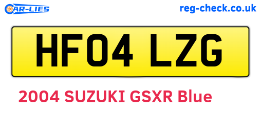 HF04LZG are the vehicle registration plates.