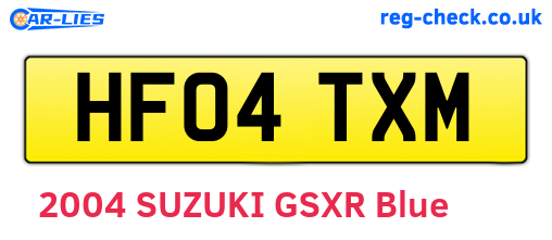 HF04TXM are the vehicle registration plates.