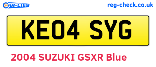 KE04SYG are the vehicle registration plates.