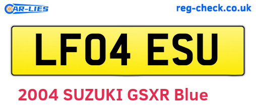 LF04ESU are the vehicle registration plates.