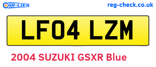 LF04LZM are the vehicle registration plates.