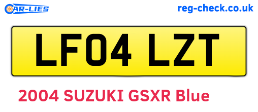 LF04LZT are the vehicle registration plates.