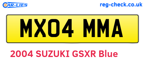 MX04MMA are the vehicle registration plates.