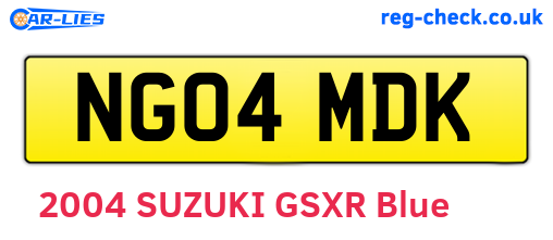 NG04MDK are the vehicle registration plates.