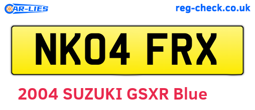 NK04FRX are the vehicle registration plates.
