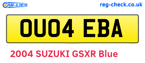 OU04EBA are the vehicle registration plates.