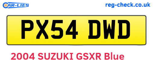 PX54DWD are the vehicle registration plates.