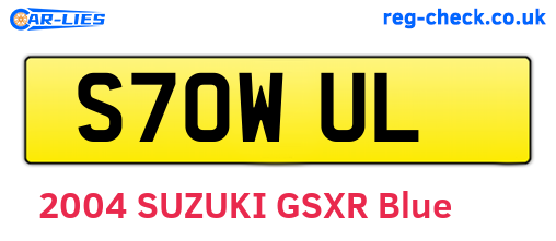 S70WUL are the vehicle registration plates.