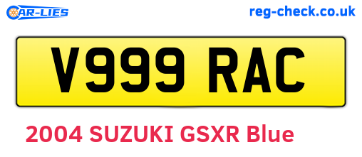 V999RAC are the vehicle registration plates.