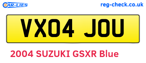 VX04JOU are the vehicle registration plates.